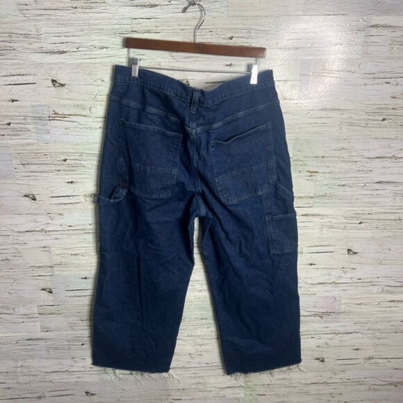Gap Mid Rise '90s Loose Cargo Jeans carpenter pant raw hem blue 33 16Short - Picture 7 of 7